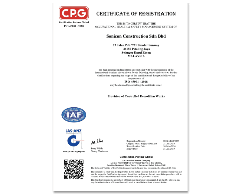 CPG Certificate of Registration ISO450012018 2023