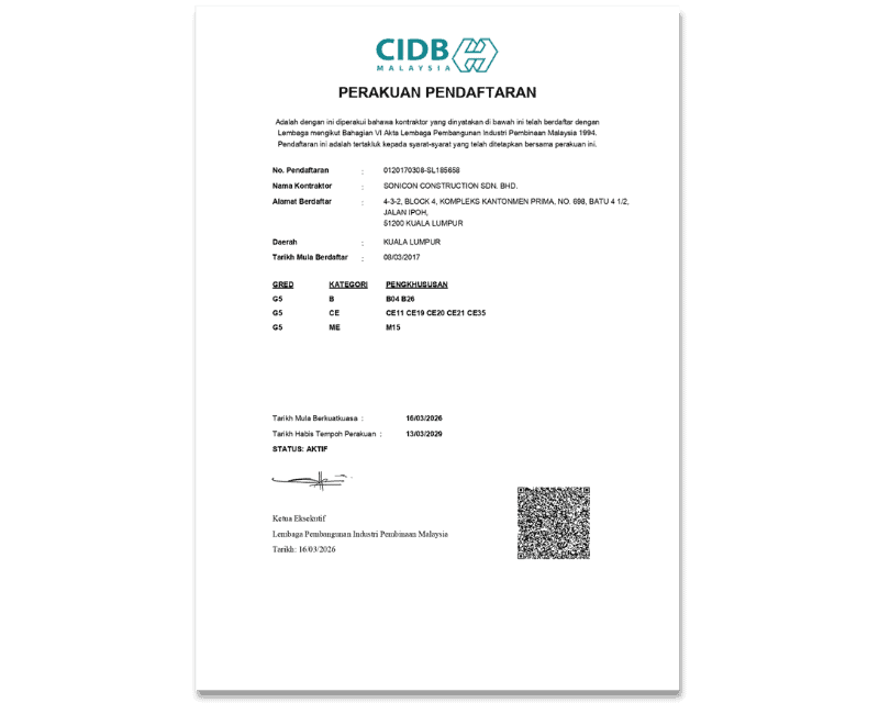 CIDB Certificate of Registration